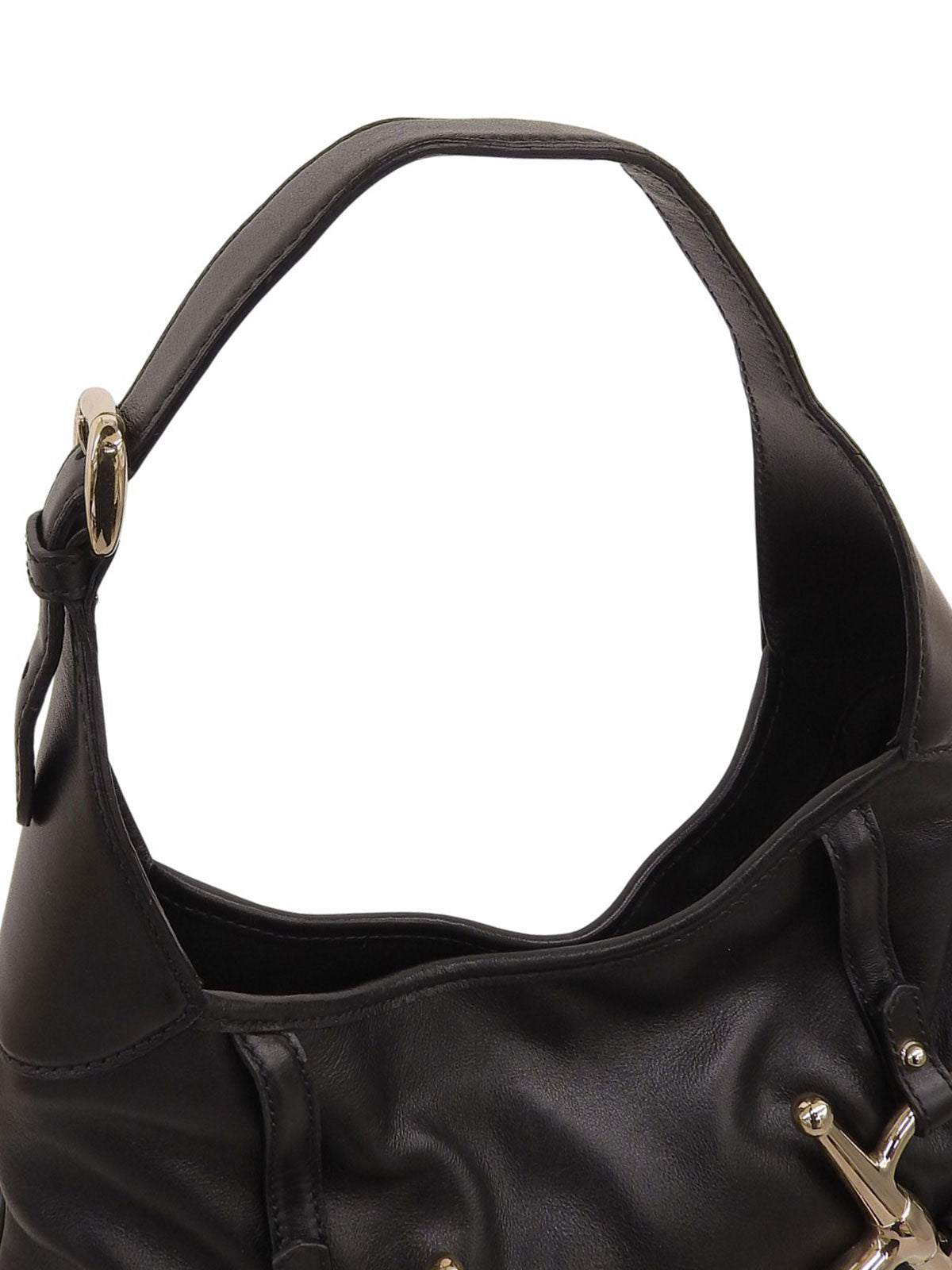 Horsebit Plate One-Shoulder Bag Black