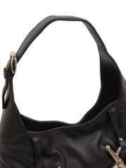 Horsebit Plate One-Shoulder Bag Black