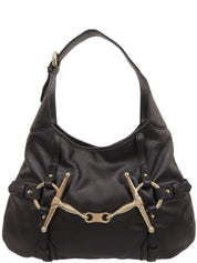 Horsebit Plate One-Shoulder Bag Black