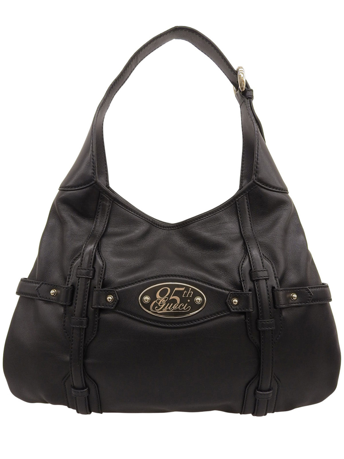 马衔扣图案单肩包（黑色）