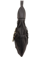 Horsebit Plate One-Shoulder Bag Black