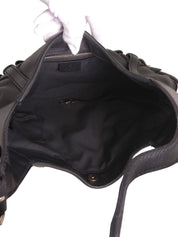 Horsebit Plate One-Shoulder Bag Black