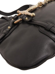 马衔扣图案单肩包（黑色）