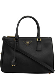 Saffiano Logo Plate 2-Way Bag, Black