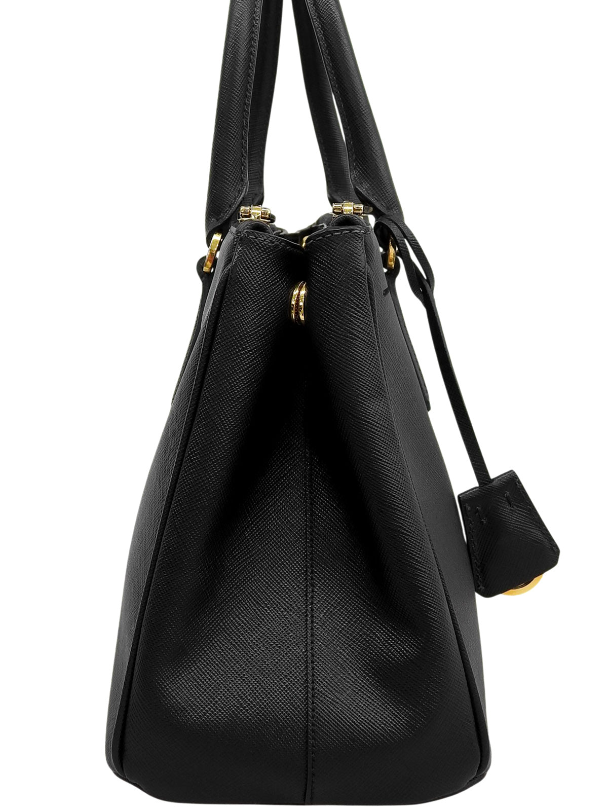 Saffiano Logo Plate 2-Way Bag, Black