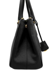 Saffiano Logo Plate 2-Way Bag, Black