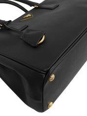 Saffiano Logo Plate 2-Way Bag, Black