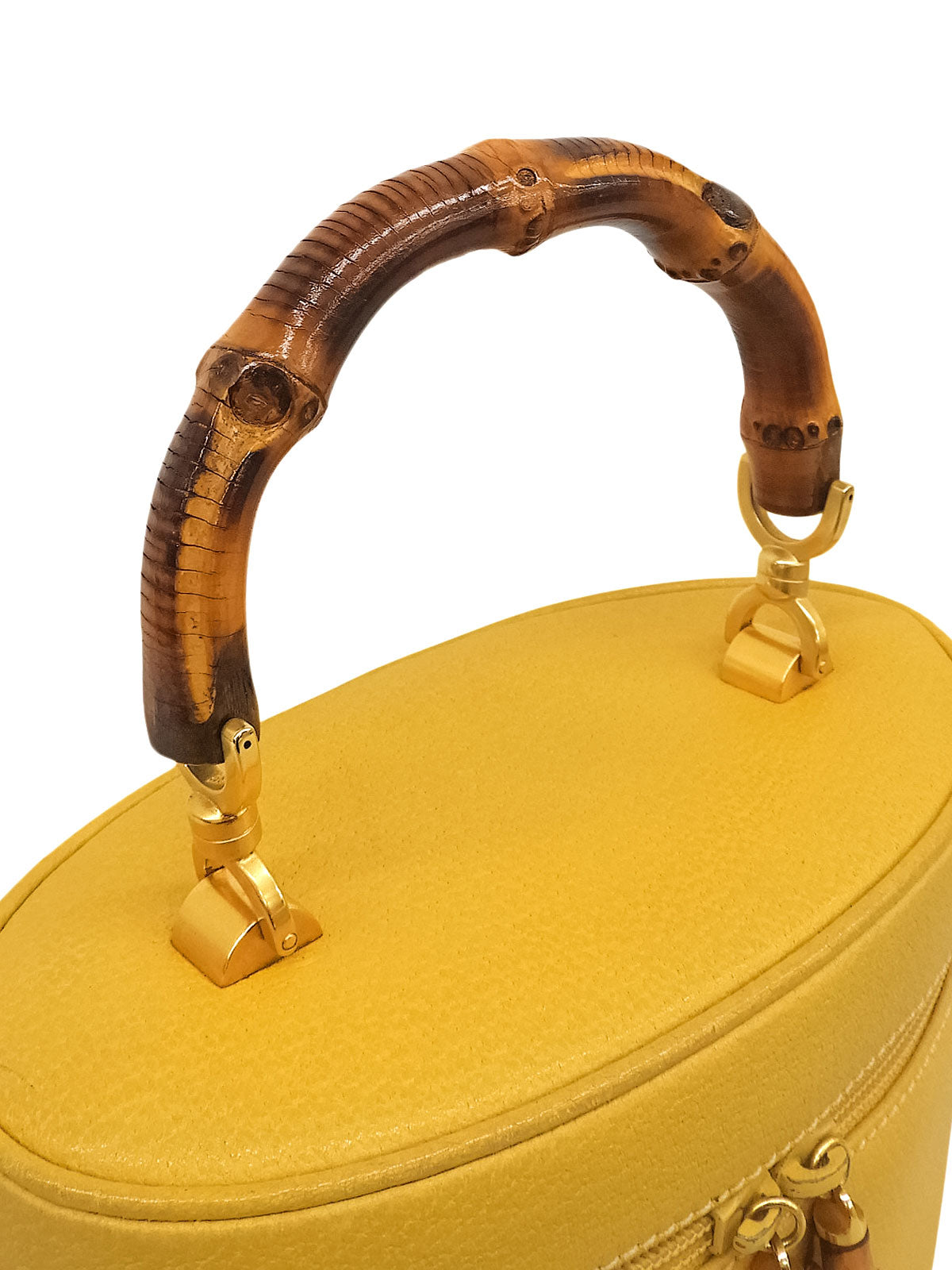 Pigskin Bamboo Handbag, Yellow
