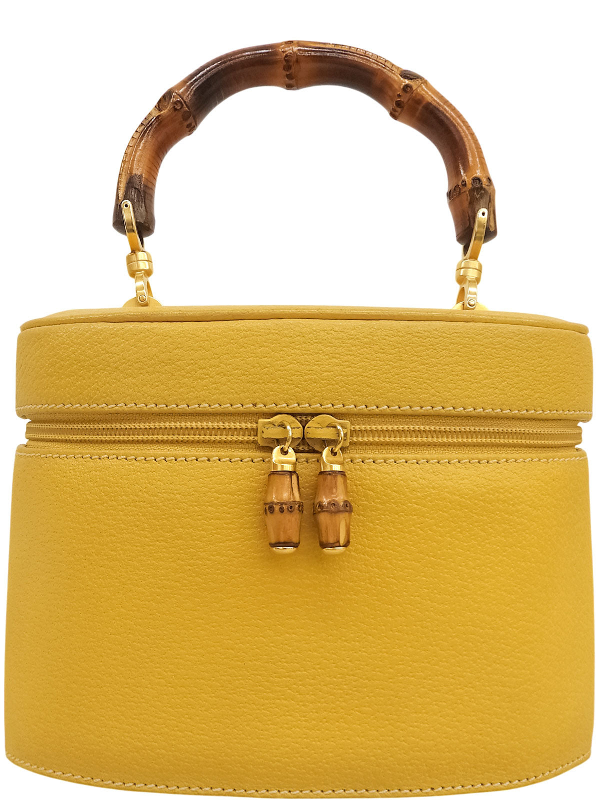 Pigskin Bamboo Handbag, Yellow