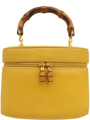 Pigskin Bamboo Handbag, Yellow