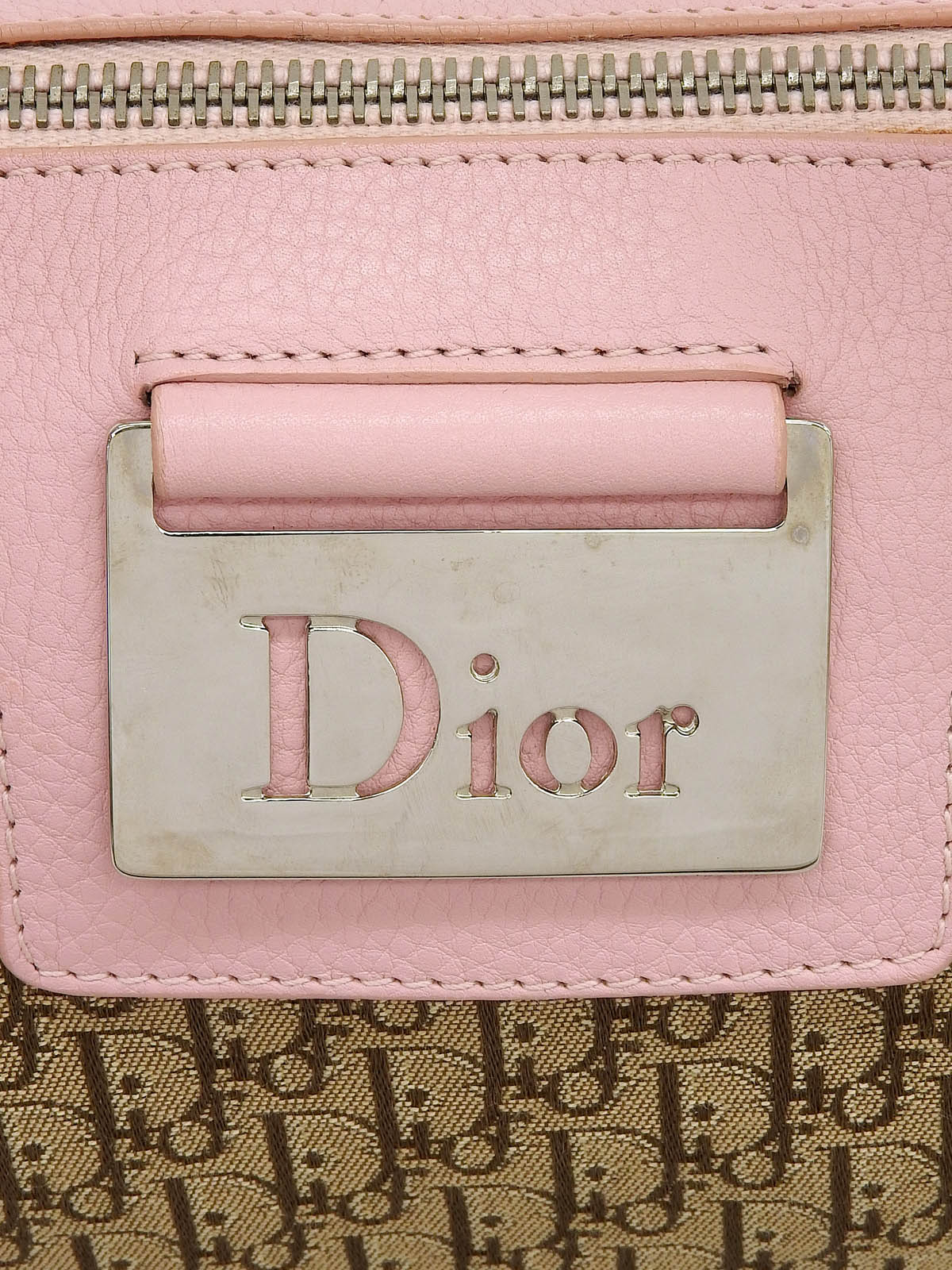 トロッターパターンストリートシックハンドバッグ ベージュ/ピンク