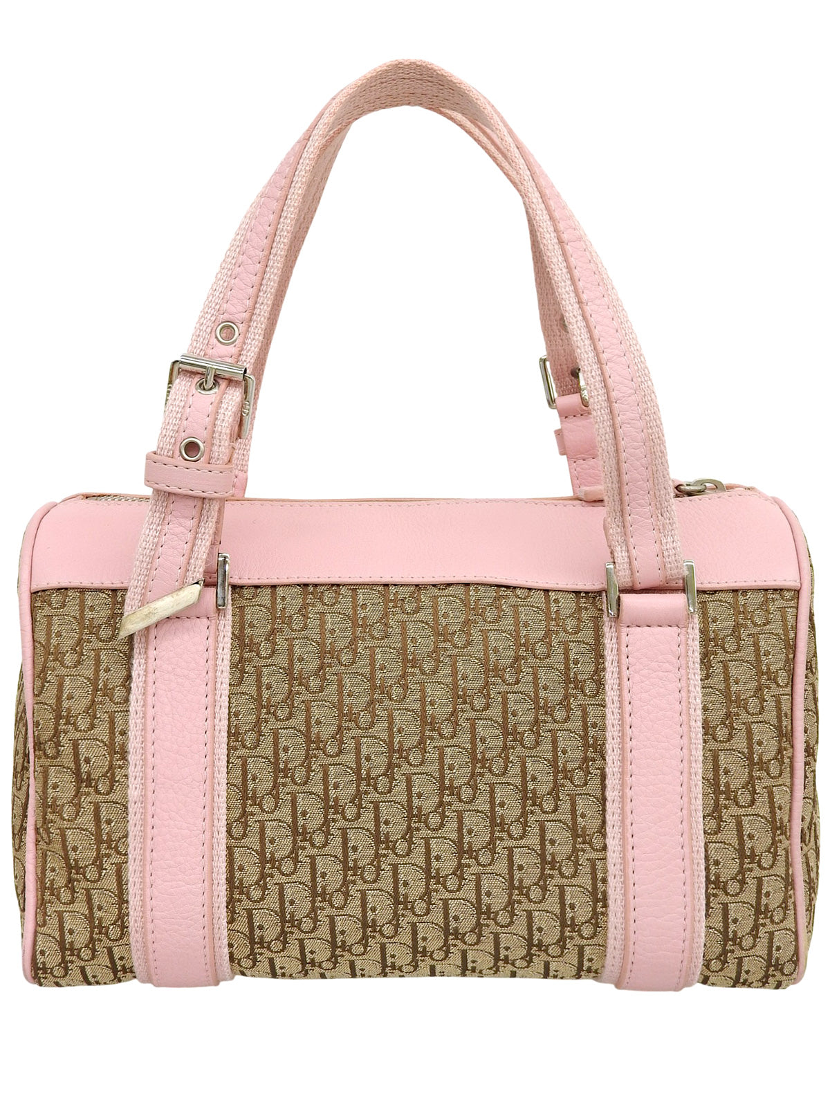トロッターパターンストリートシックハンドバッグ ベージュ/ピンク