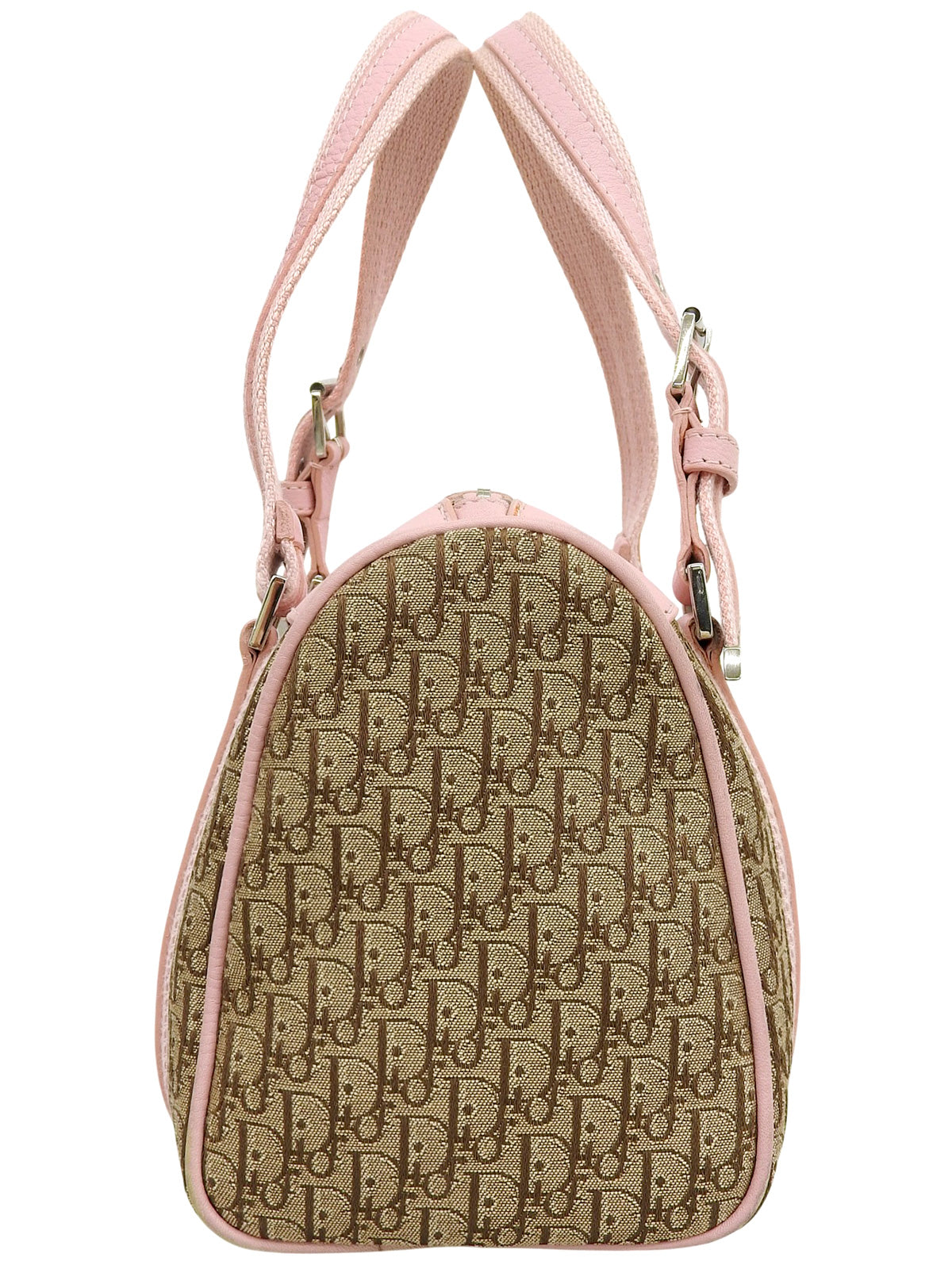トロッターパターンストリートシックハンドバッグ ベージュ/ピンク