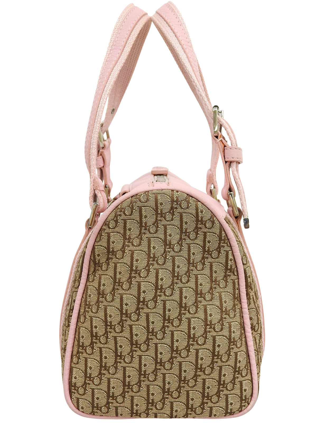 トロッターパターンストリートシックハンドバッグ ベージュ/ピンク