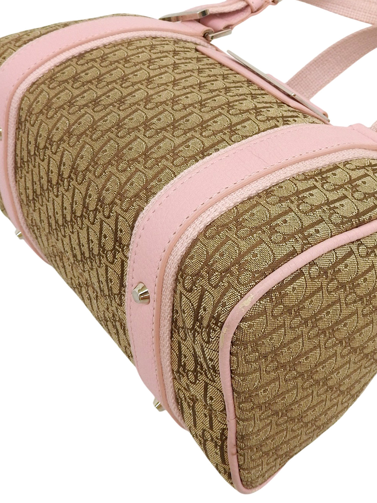 トロッターパターンストリートシックハンドバッグ ベージュ/ピンク