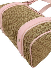 トロッターパターンストリートシックハンドバッグ ベージュ/ピンク