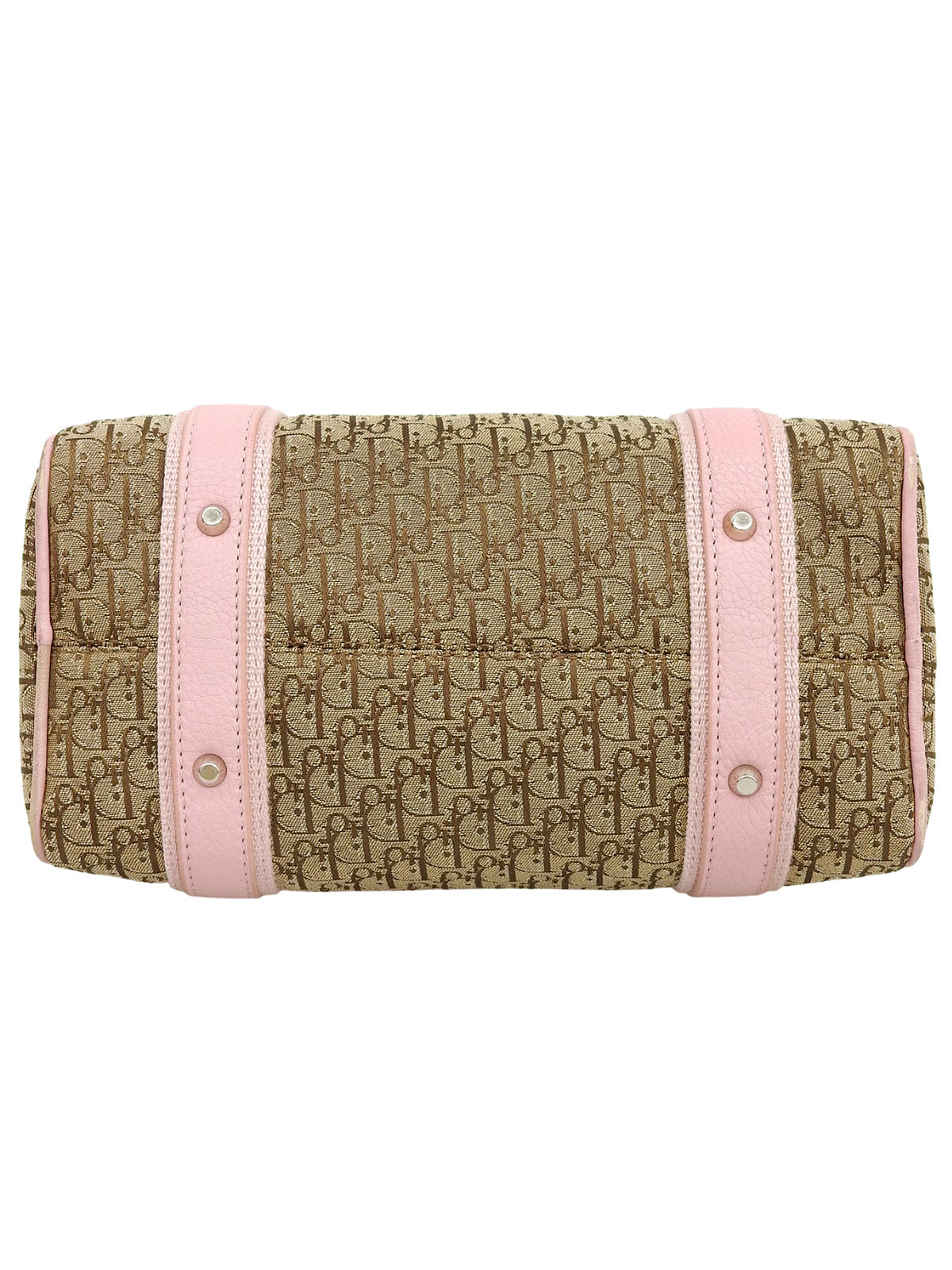 トロッターパターンストリートシックハンドバッグ ベージュ/ピンク