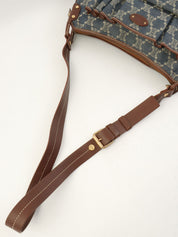 Paris Macadam Pattern Logo Embossed Shoulder Bag Blue/Brown