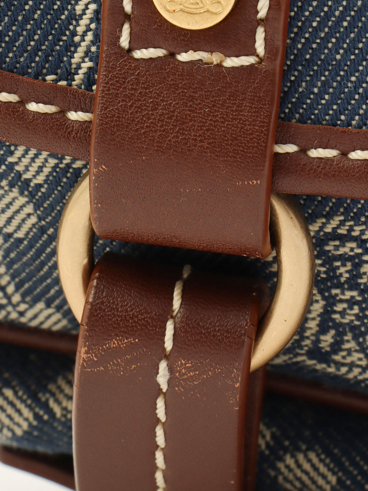 Paris Macadam Pattern Logo Embossed Shoulder Bag Blue/Brown