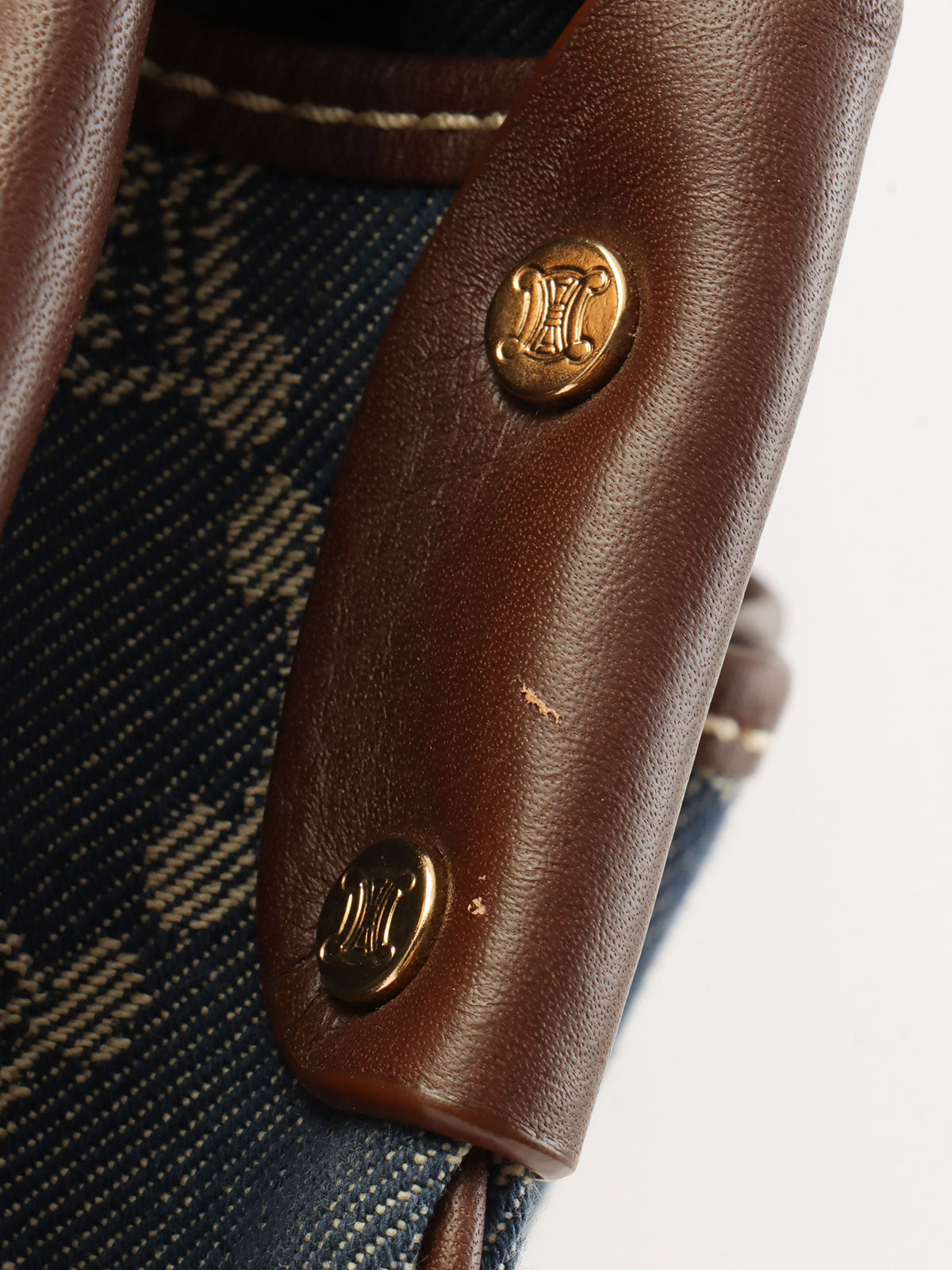 Paris Macadam Pattern Logo Embossed Shoulder Bag Blue/Brown