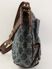 パリマカダムパターンロゴエンボスショルダーバッグ ブルー/ブラウン