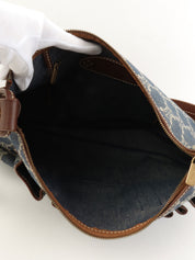 パリマカダムパターンロゴエンボスショルダーバッグ ブルー/ブラウン