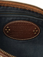 パリマカダムパターンロゴエンボスショルダーバッグ ブルー/ブラウン