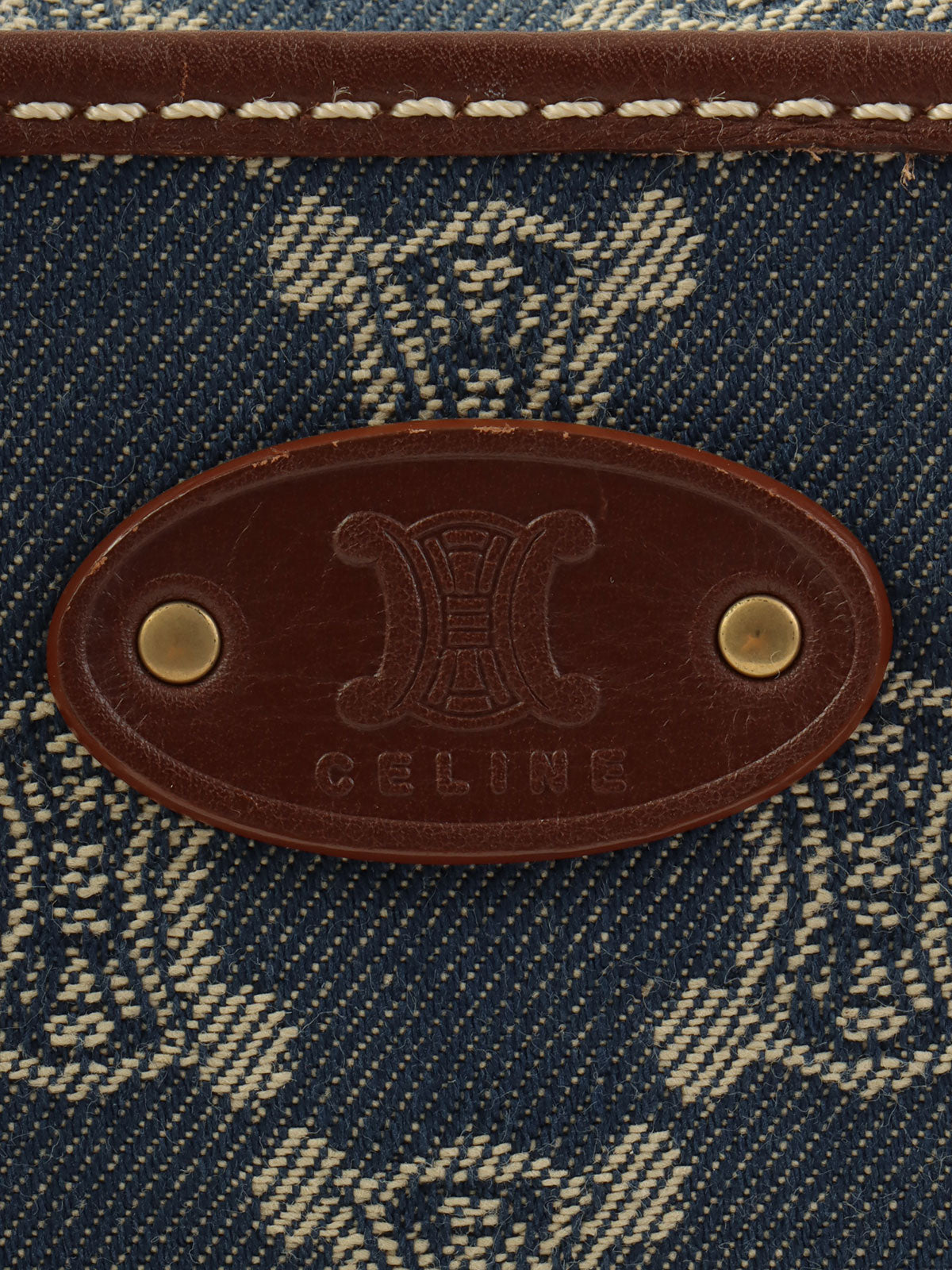 Paris Macadam Pattern Logo Embossed Shoulder Bag Blue/Brown