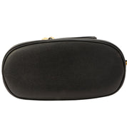Around 1995 Made Caviar Skin 6CC Turnlock Plate Drawstring Shoulder Bag with Pouch Black