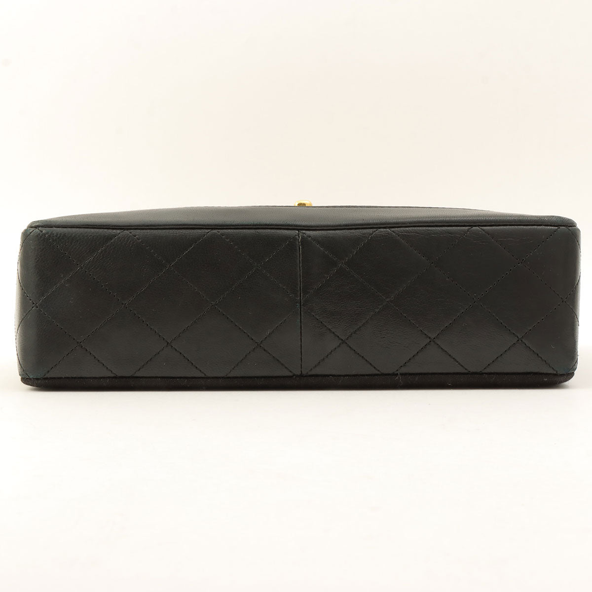 c. 1990 Cotton-Leather Combo Classic Flap Chain Bag 25cm Black