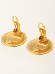 1996 Round Design CC Mark Earrings Gold