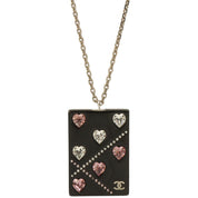 2004 Heart Rhinestone Long Necklace - Black/Pink