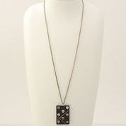 2004 Heart Rhinestone Long Necklace - Black/Pink