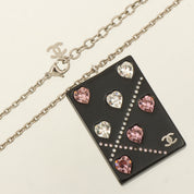 2004 Heart Rhinestone Long Necklace - Black/Pink