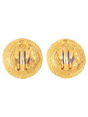 Gripoix Round Logo Earrings Gold/Blue