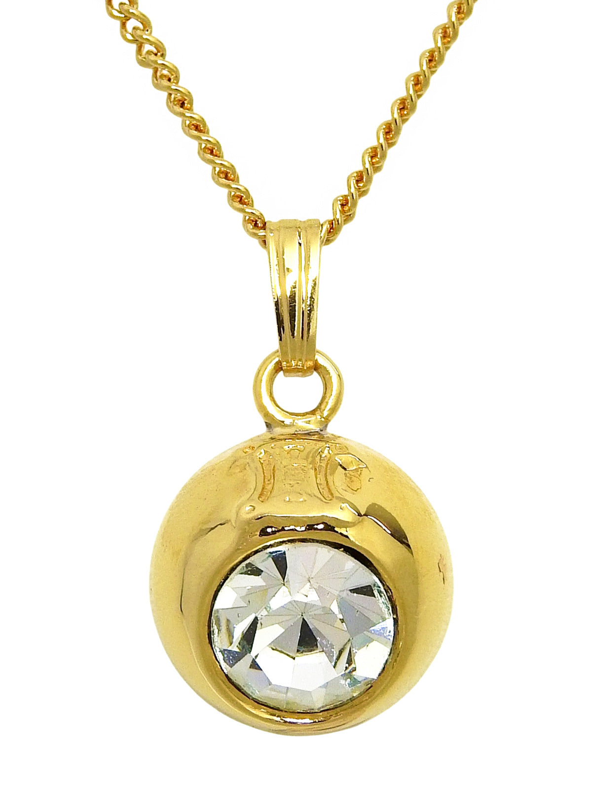 Round Rhinestone Macadam Necklace Gold
