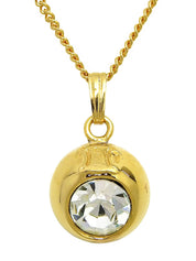 Round Rhinestone Macadam Necklace Gold