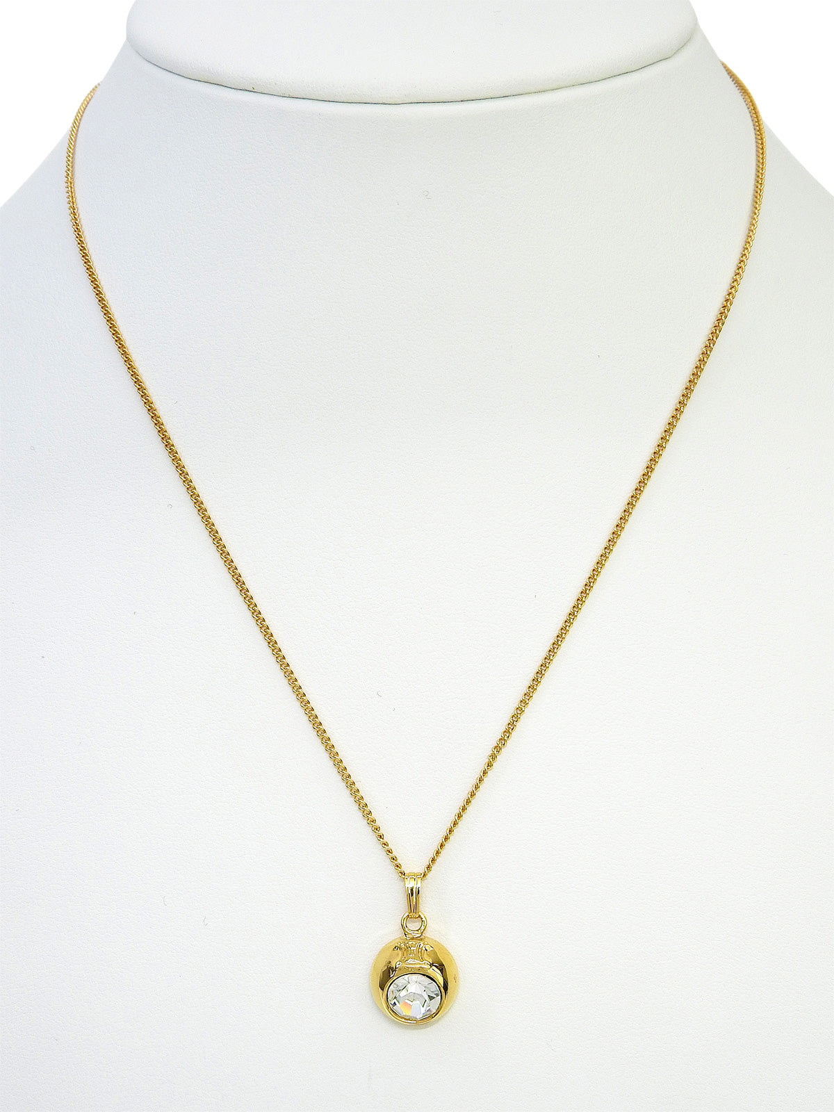 Round Rhinestone Macadam Necklace Gold