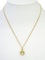 Round Rhinestone Macadam Necklace Gold