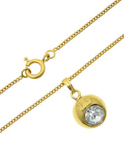 Round Rhinestone Macadam Necklace Gold