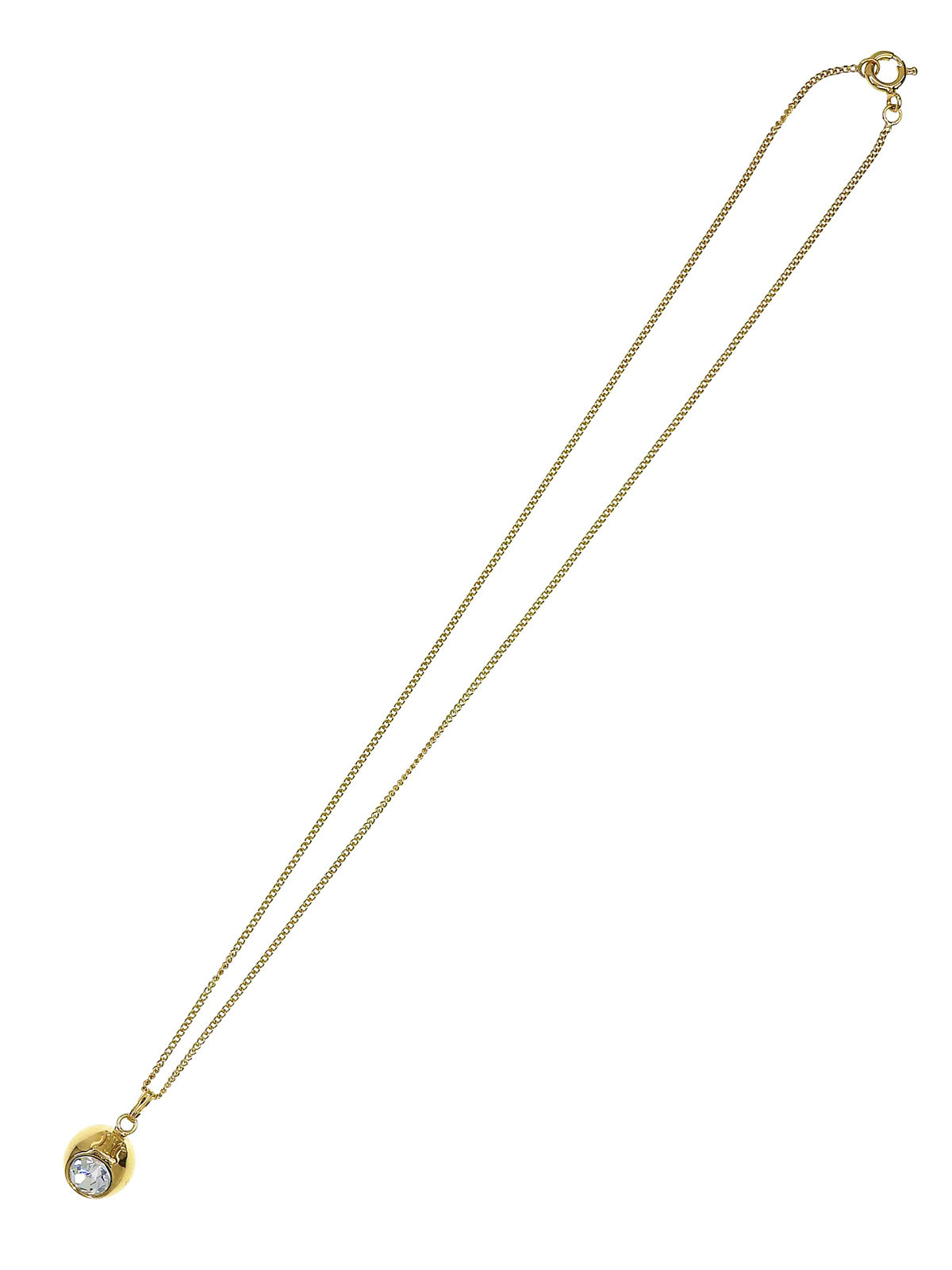 Round Rhinestone Macadam Necklace Gold