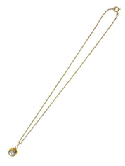 Round Rhinestone Macadam Necklace Gold