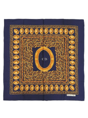 シルクチェーンモチーフスカーフ ネイビー/ゴールド