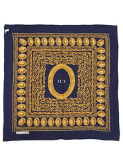 シルクチェーンモチーフスカーフ ネイビー/ゴールド