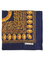 シルクチェーンモチーフスカーフ ネイビー/ゴールド