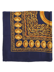 シルクチェーンモチーフスカーフ ネイビー/ゴールド