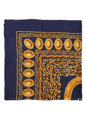 シルクチェーンモチーフスカーフ ネイビー/ゴールド