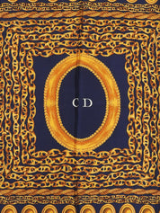 シルクチェーンモチーフスカーフ ネイビー/ゴールド