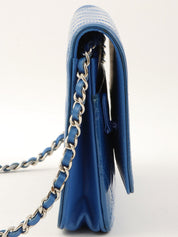 2014 Patent Boy Chanel Chain Wallet, Blue