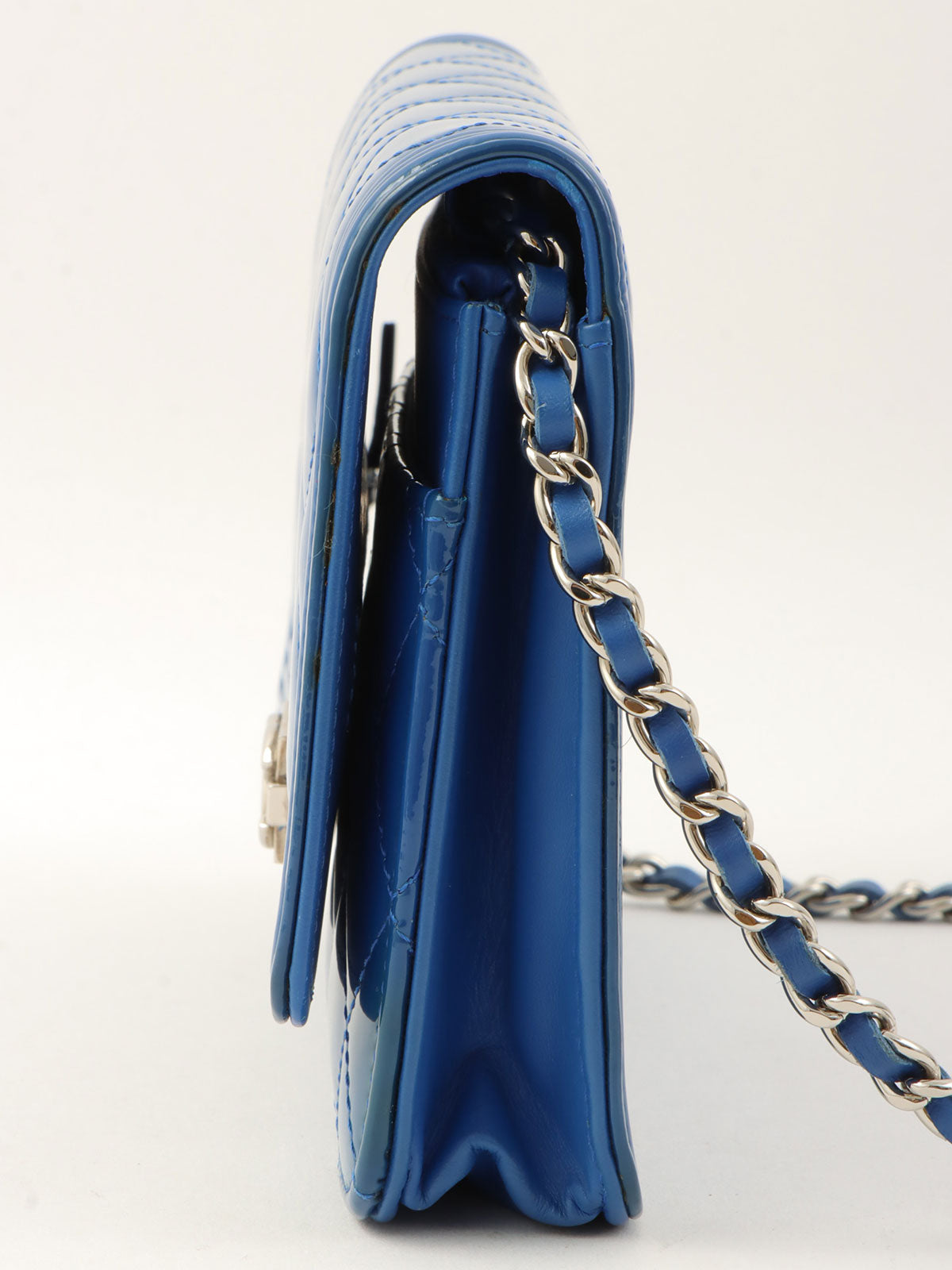 2014 Patent Boy Chanel Chain Wallet, Blue